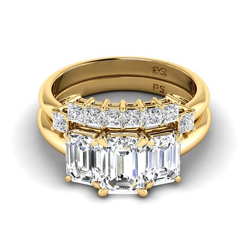 2.10-7.60 CT Emerald & Princess Cut Diamonds - Bridal Set