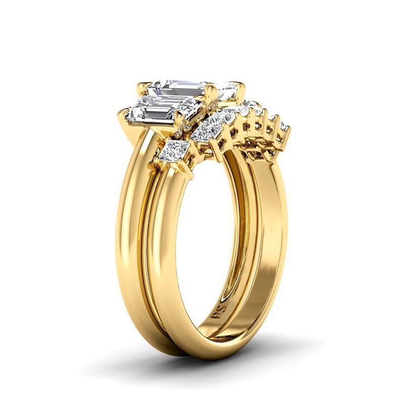 2.10 - 7.60 CT Emerald & Princess Cut Diamonds - Bridal Set - Primestyle.com
