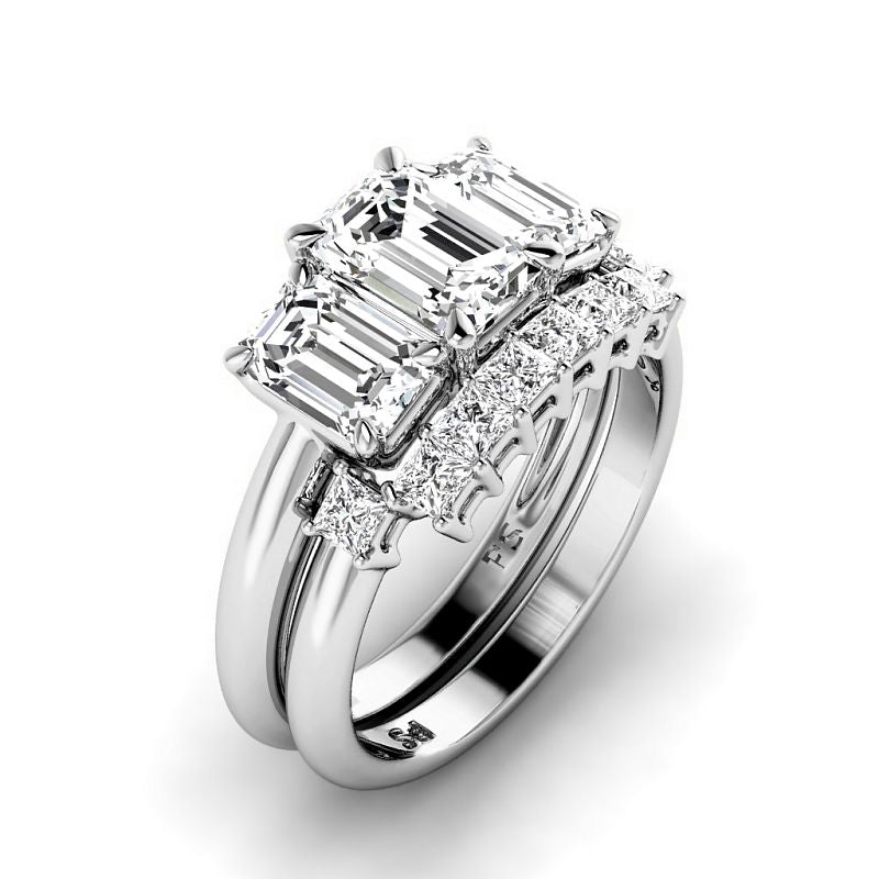 2.10-7.60 CT Emerald & Princess Cut Diamonds - Bridal Set