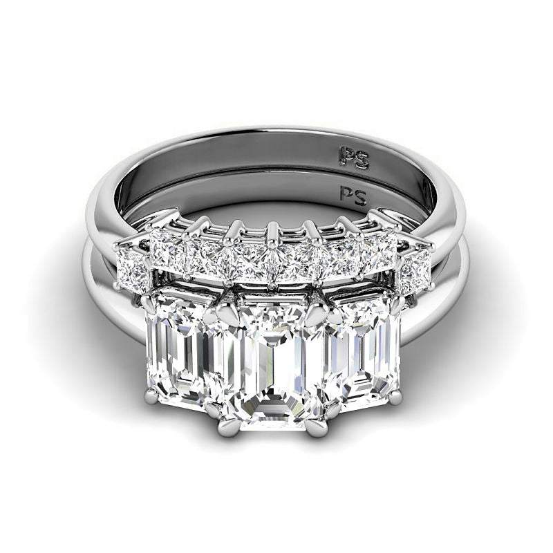 2.10-7.60 CT Emerald & Princess Cut Diamonds - Bridal Set