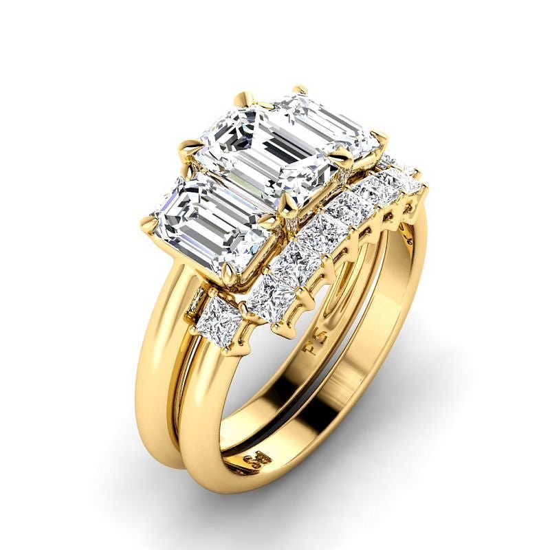 2.10-7.60 CT Emerald & Princess Cut Diamonds - Bridal Set