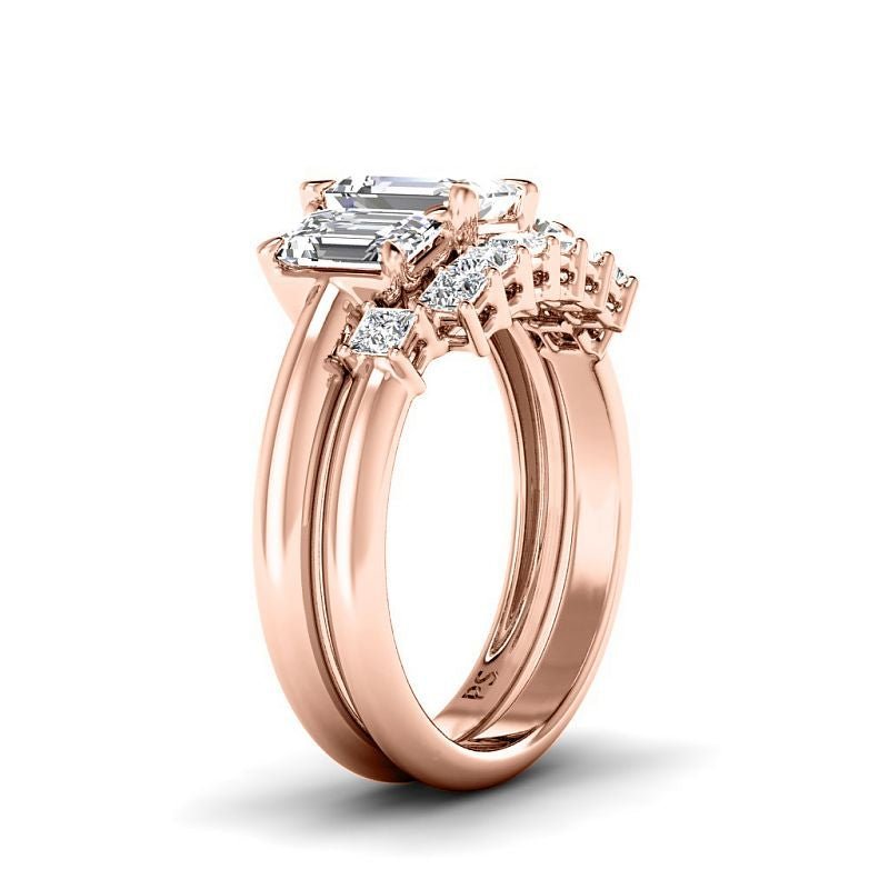 2.10-7.60 CT Emerald & Princess Cut Diamonds - Bridal Set