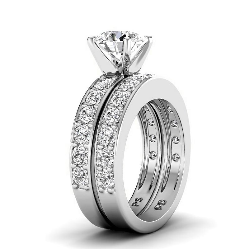 2.10-4.60 CT Round Cut Lab Grown Diamonds - Bridal Set - Primestyle.com