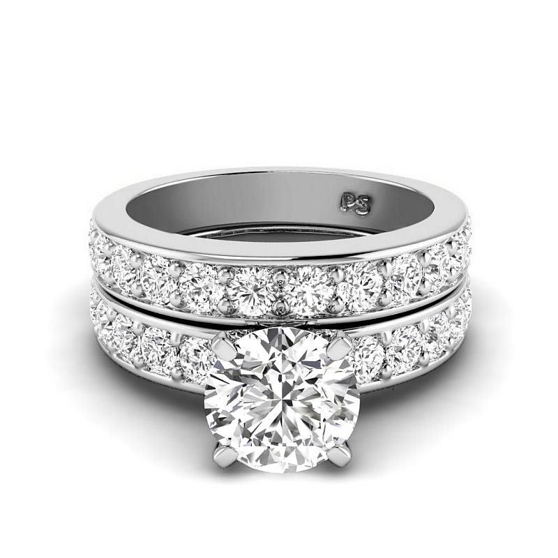 2.10-4.60 CT Round Cut Lab Grown Diamonds - Bridal Set - Primestyle.com