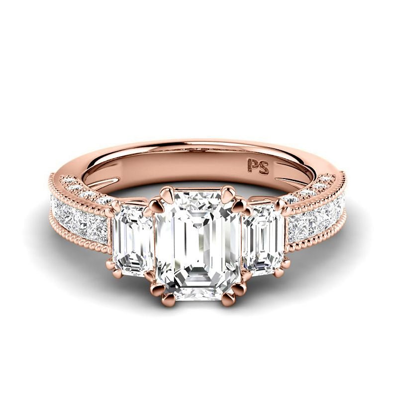 2.10-4.60 CT Round & Emerald & Princess Cut Lab Grown Diamonds - Engagement Ring - Primestyle.com