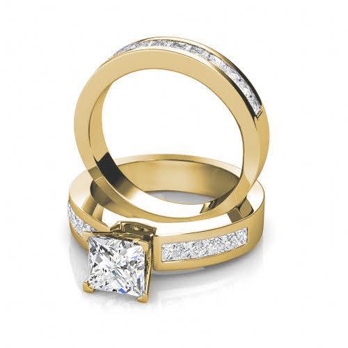 2.15-3.30 CT Princess Cut Diamonds - Bridal Set - Primestyle.com