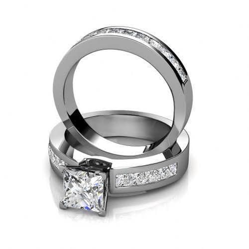 2.15-3.30 CT Princess Cut Diamonds - Bridal Set - Primestyle.com