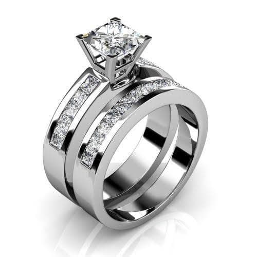 2.15-3.30 CT Princess Cut Diamonds - Bridal Set - Primestyle.com