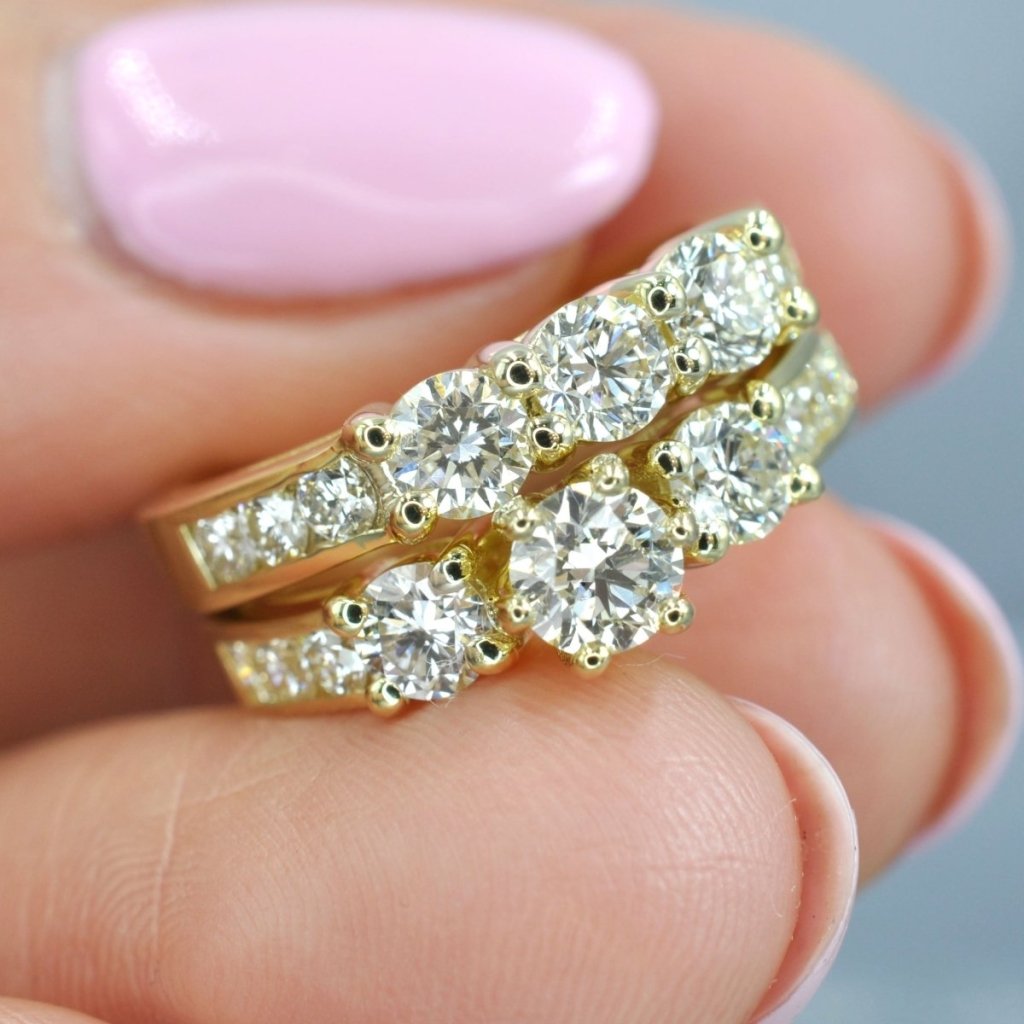 2.15-3.30 CT Princess & Round Cut Natural Diamonds - Bridal Set