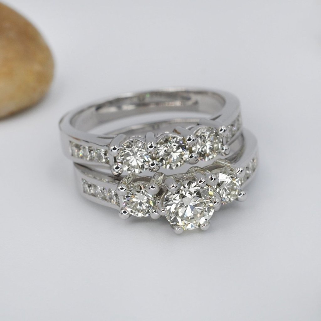 2.15 - 3.30 CT Princess & Round Cut Natural Diamonds - Bridal Set - Primestyle.com