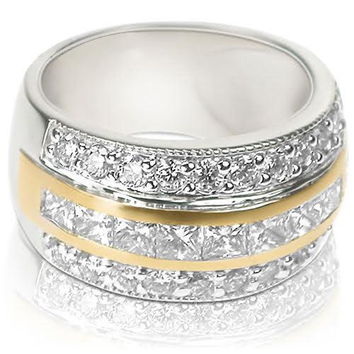 2.15 CT Round &amp; Princess Cut Diamonds - Wedding Band - Primestyle.com