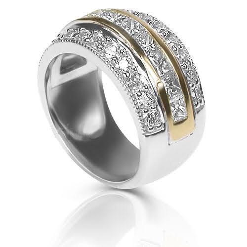 2.15 CT Round &amp; Princess Cut Diamonds - Wedding Band - Primestyle.com