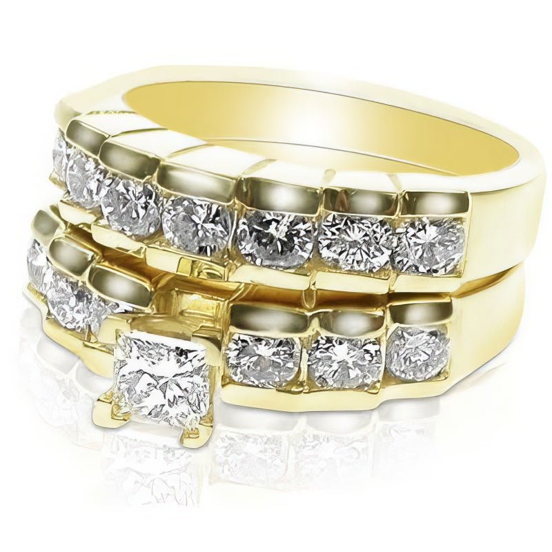 2.20-3.35 CT Round & Princess Cut Diamonds - Bridal Set - Primestyle.com