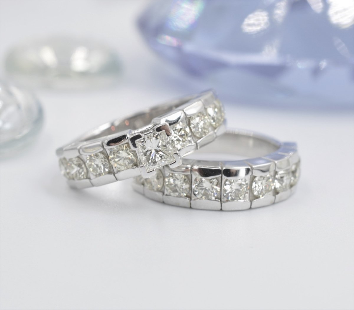 2.20-3.35 CT Round & Princess Cut Diamonds - Bridal Set - Primestyle.com
