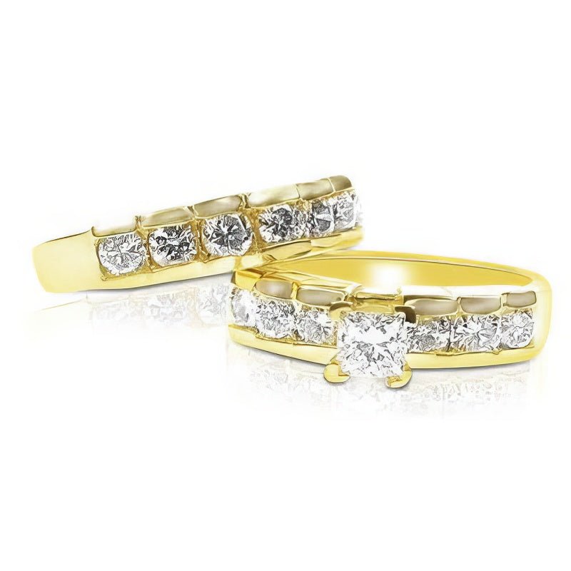 2.20-3.35 CT Round & Princess Cut Diamonds - Bridal Set - Primestyle.com