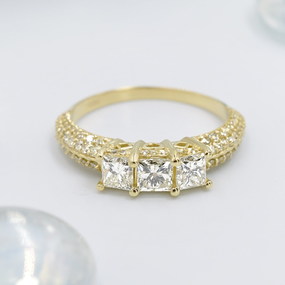 2.25 CT Round &amp; Princess Cut Diamonds - Three Stone Ring - Primestyle.com