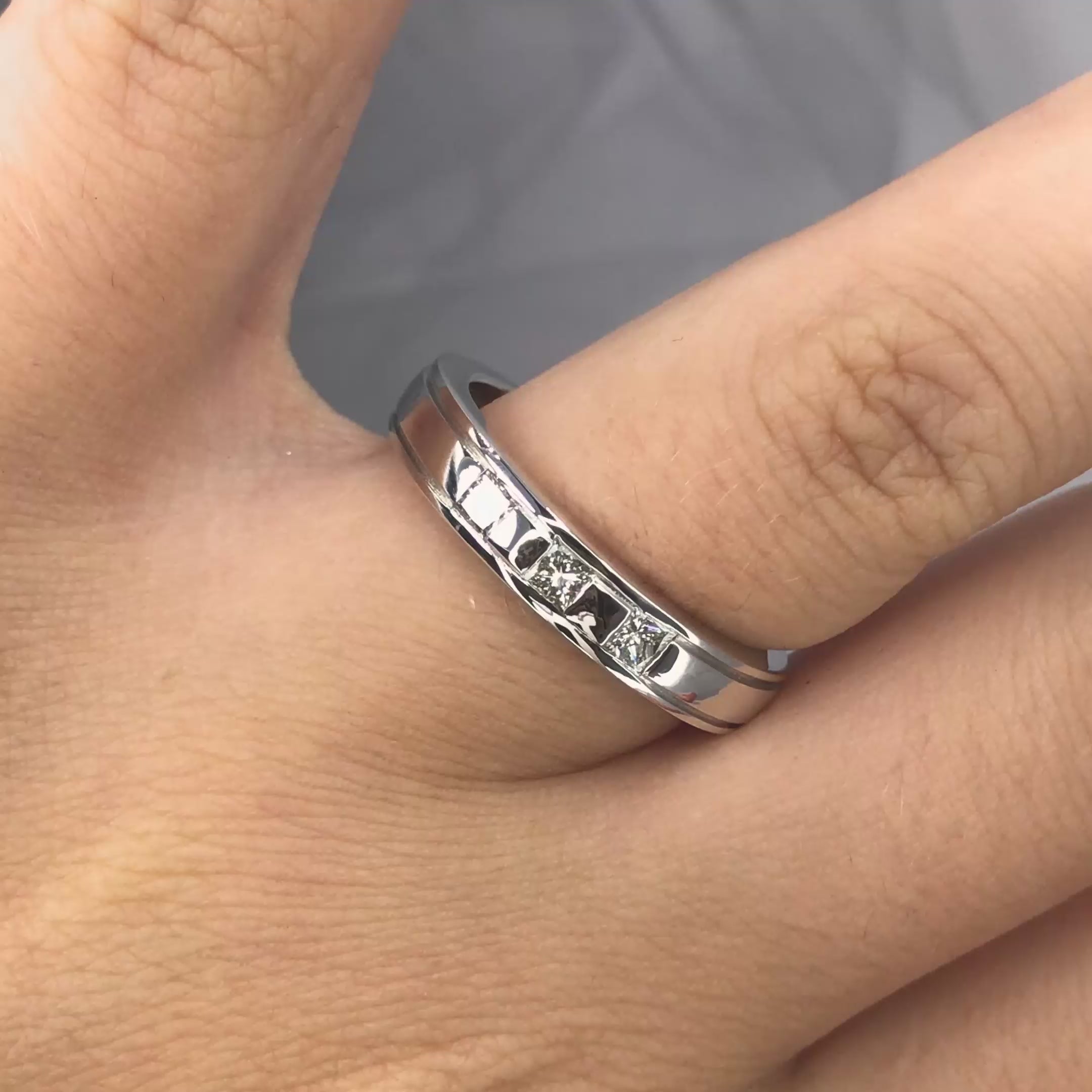 Blissful 0.40 CT Princess Cut Diamond Mens Wedding Band in 14KT White Gold