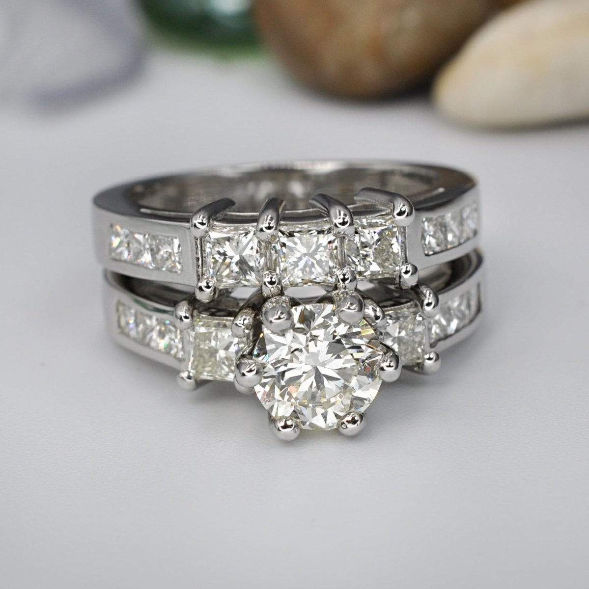 2.30-3.45 CT Princess Cut Diamonds - Bridal Set - Primestyle.com