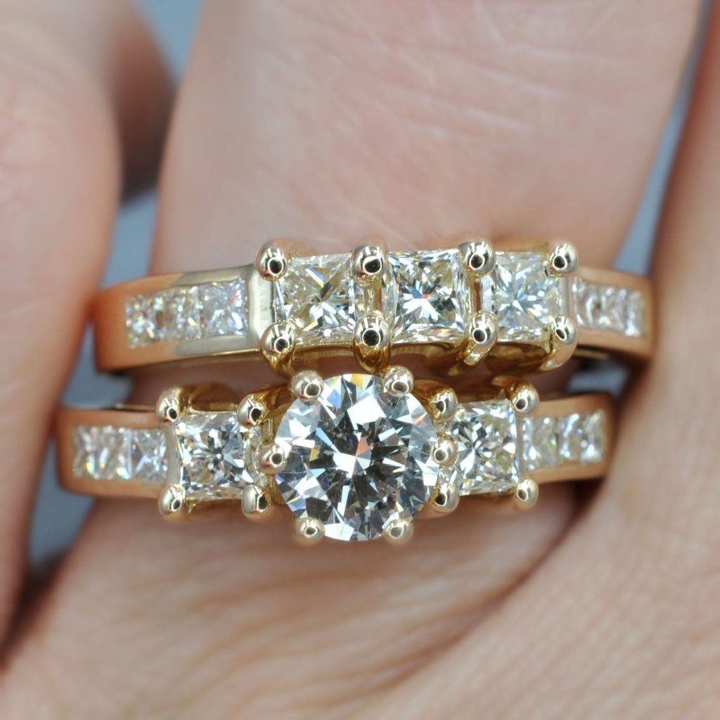 2.30-3.45 CT Princess Cut Natural Diamonds - Bridal Set