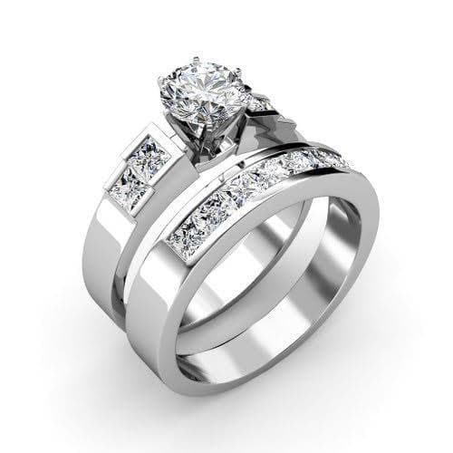 2.35-3.50 CT Princess & Round Cut Diamonds - Bridal Set - Primestyle.com