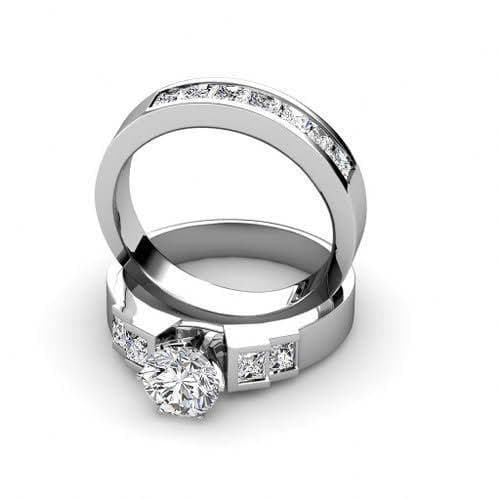 2.35-3.50 CT Princess & Round Cut Diamonds - Bridal Set - Primestyle.com