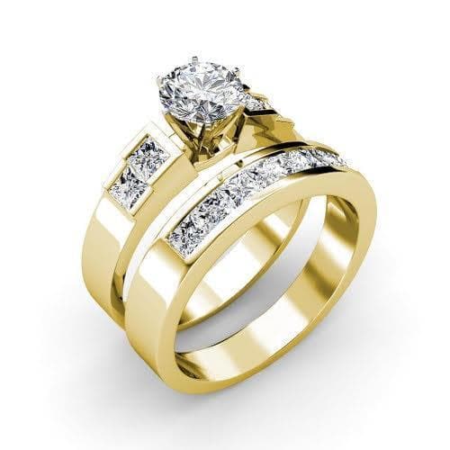 2.35-3.50 CT Princess & Round Cut Diamonds - Bridal Set - Primestyle.com