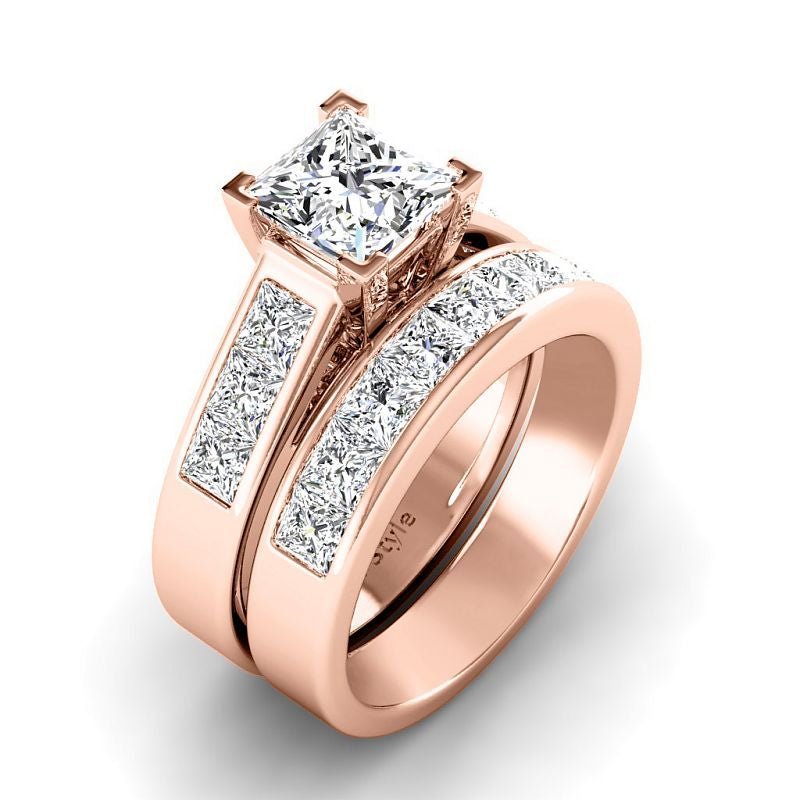 2.35 - 7.85 CT Princess Cut Diamonds - Bridal Set - Primestyle.com