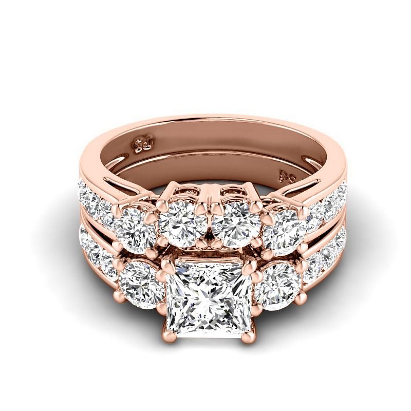 2.35-4.85 CT Round & Princess Cut Lab Grown Diamonds - Bridal Set - Primestyle.com