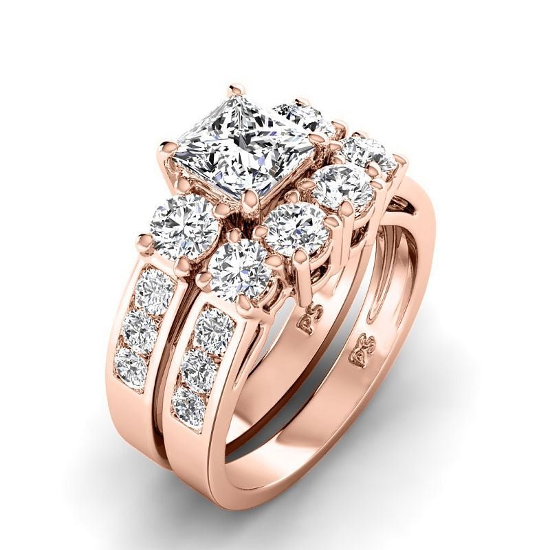 2.35 - 7.85 CT Princess & Round Cut Diamonds - Bridal Set - Primestyle.com