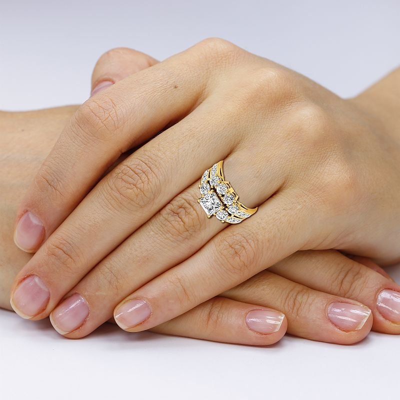 2.35-4.85 CT Round & Princess Cut Lab Grown Diamonds - Bridal Set - Primestyle.com