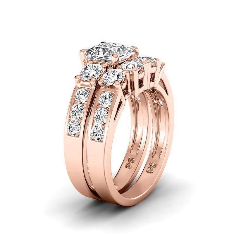 2.35-4.85 CT Round & Princess Cut Lab Grown Diamonds - Bridal Set - Primestyle.com