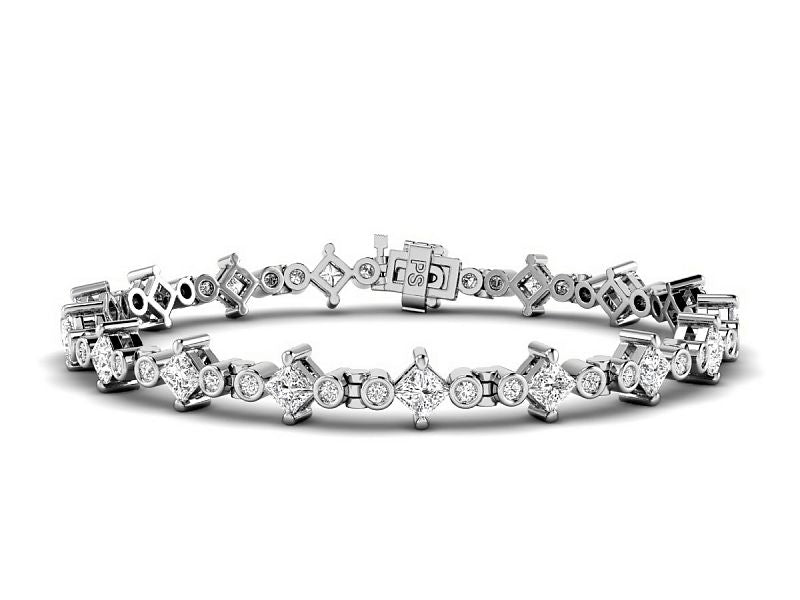 2.50-5.00 CT Round &amp; Princess Cut Lab Grown Diamonds - Diamond Bracelet - Primestyle.com