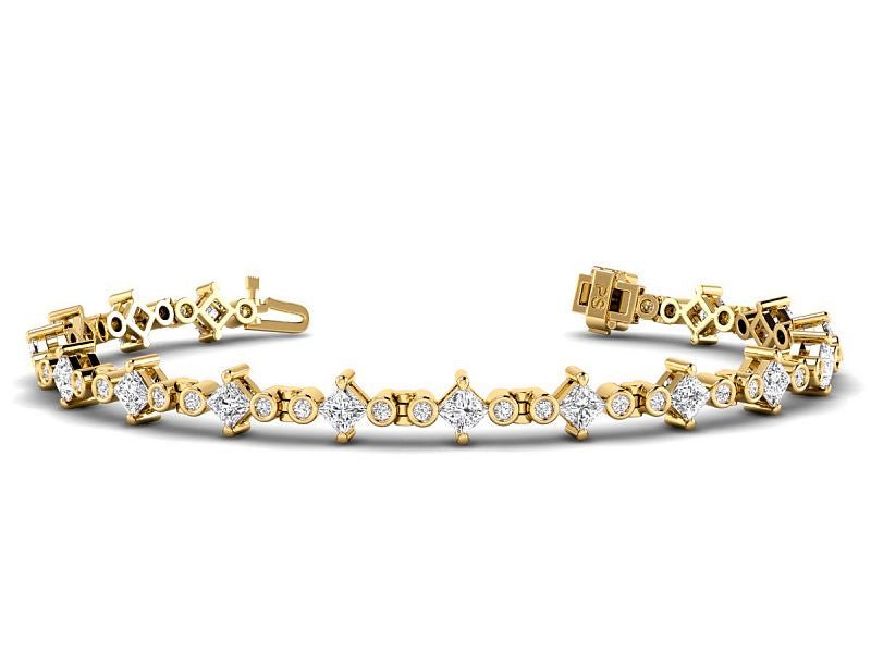 2.50-5.00 CT Round & Princess Cut Lab Grown Diamonds - Diamond Bracelet - Primestyle.com