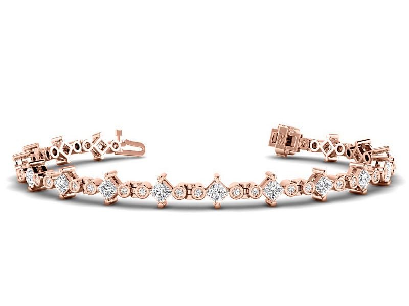 2.50-5.00 CT Round & Princess Cut Lab Grown Diamonds - Diamond Bracelet - Primestyle.com