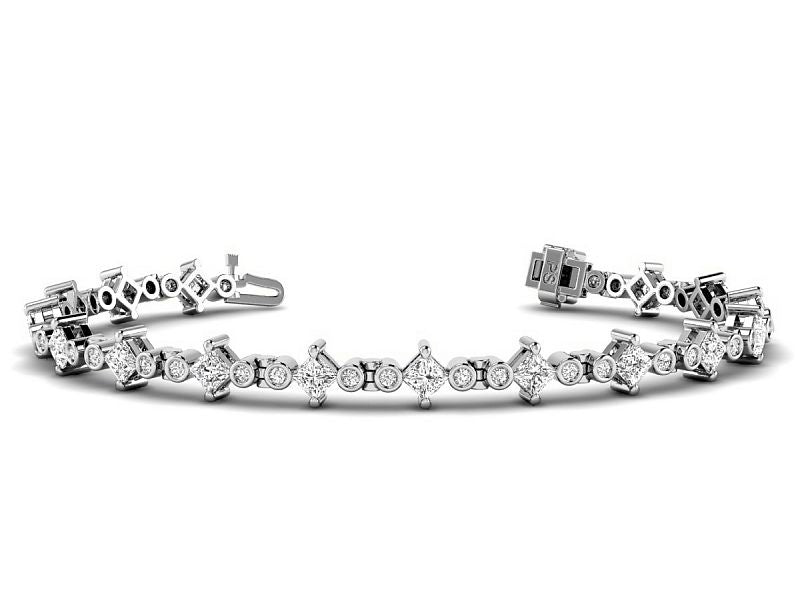 2.50-5.00 CT Round & Princess Cut Lab Grown Diamonds - Diamond Bracelet - Primestyle.com