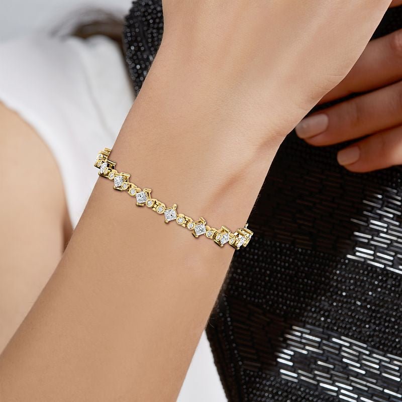 2.50-5.00 CT Round & Princess Cut Lab Grown Diamonds - Diamond Bracelet - Primestyle.com
