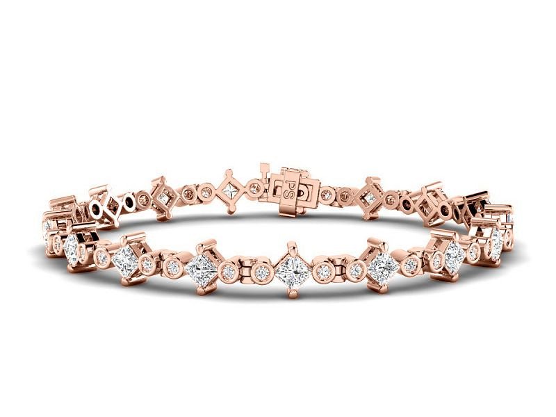 2.50-5.00 CT Round & Princess Cut Lab Grown Diamonds - Diamond Bracelet - Primestyle.com