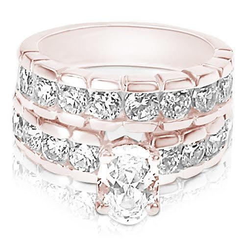 2.60-3.75 CT Oval & Round Cut Natural Diamonds - Bridal Set