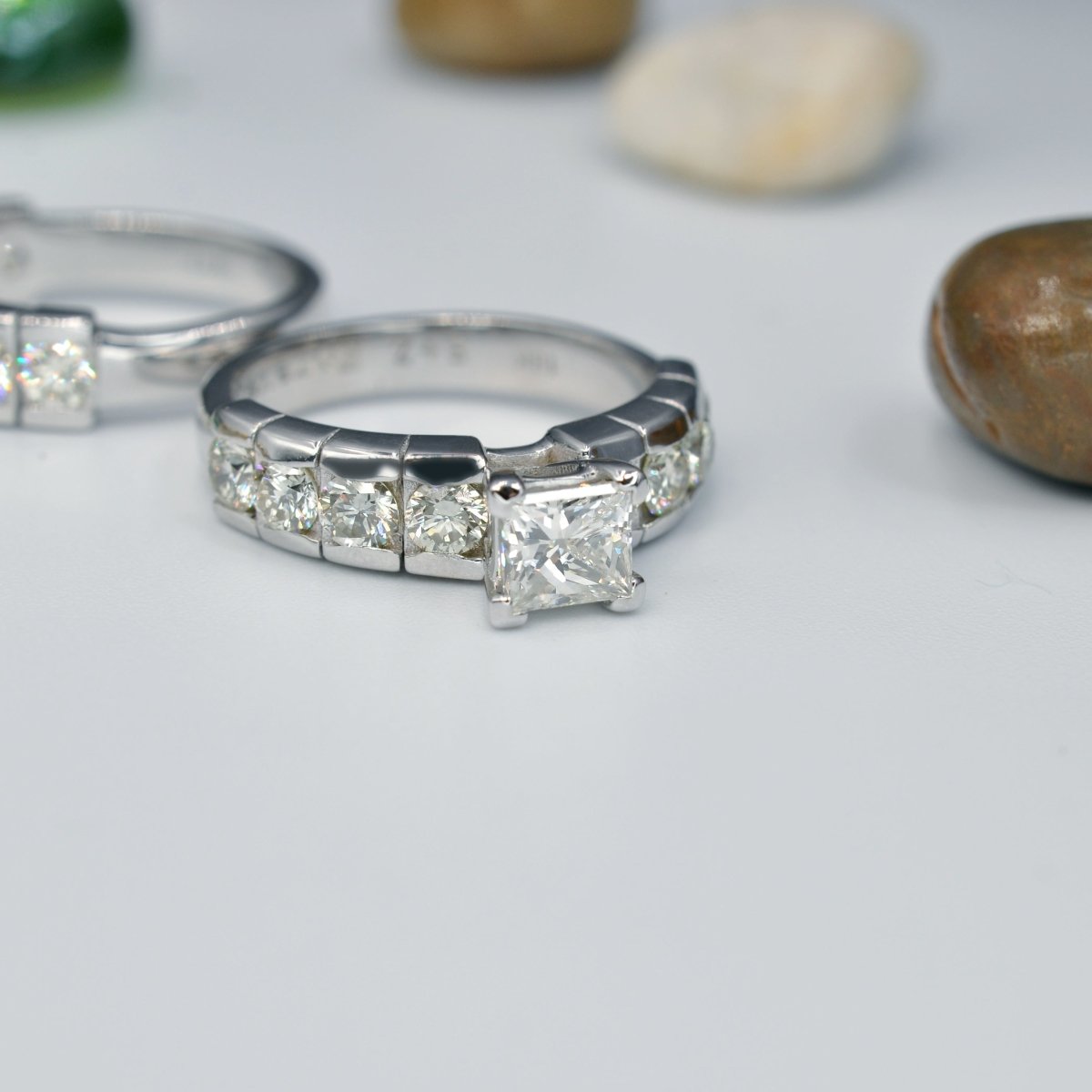 2.60-3.75 CT Princess & Round Cut Natural Diamonds - Bridal Set