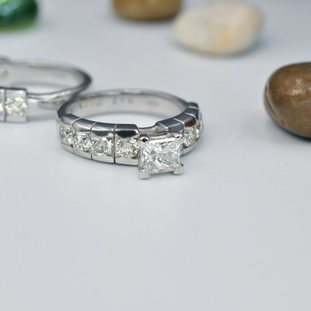 2.60-3.75 CT Princess & Round Cut Natural Diamonds - Bridal Set