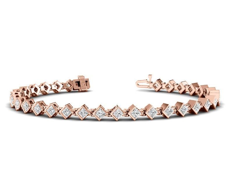 2.75 - 5.00 CT Princess Cut Lab Grown Diamonds - Diamond Bracelet - Primestyle.com
