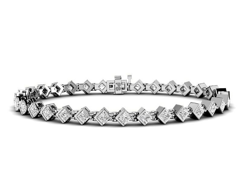 2.75-5.00 CT Princess Cut Diamonds - Designer Bracelets