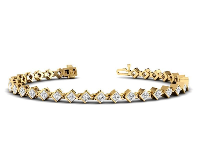 2.75 - 5.00 CT Princess Cut Lab Grown Diamonds - Diamond Bracelet - Primestyle.com