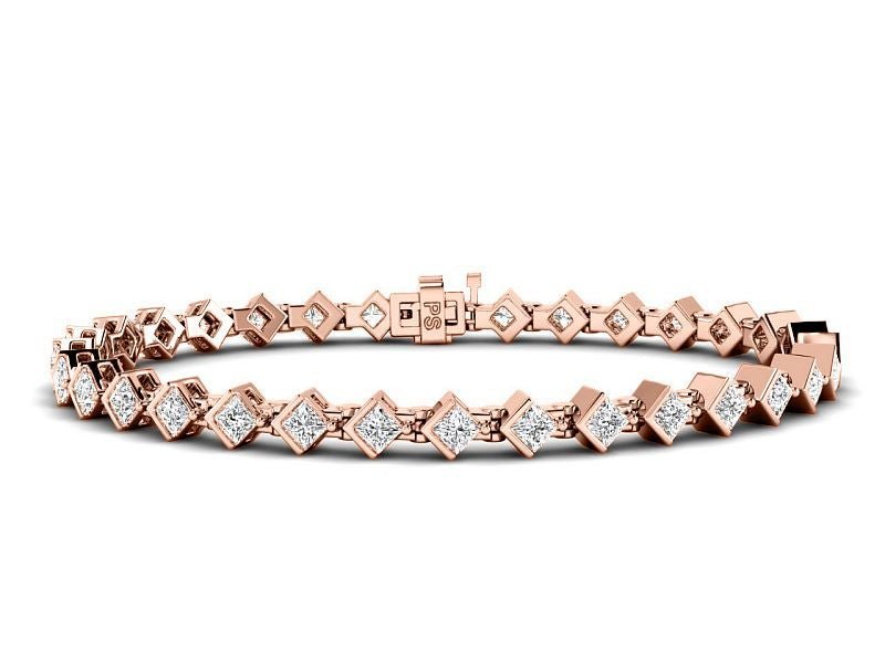 2.75 - 5.00 CT Princess Cut Lab Grown Diamonds - Diamond Bracelet - Primestyle.com