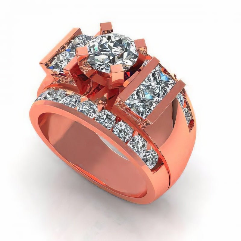 2.80-3.95 CT Princess & Round Cut Natural Diamonds - Engagement Ring