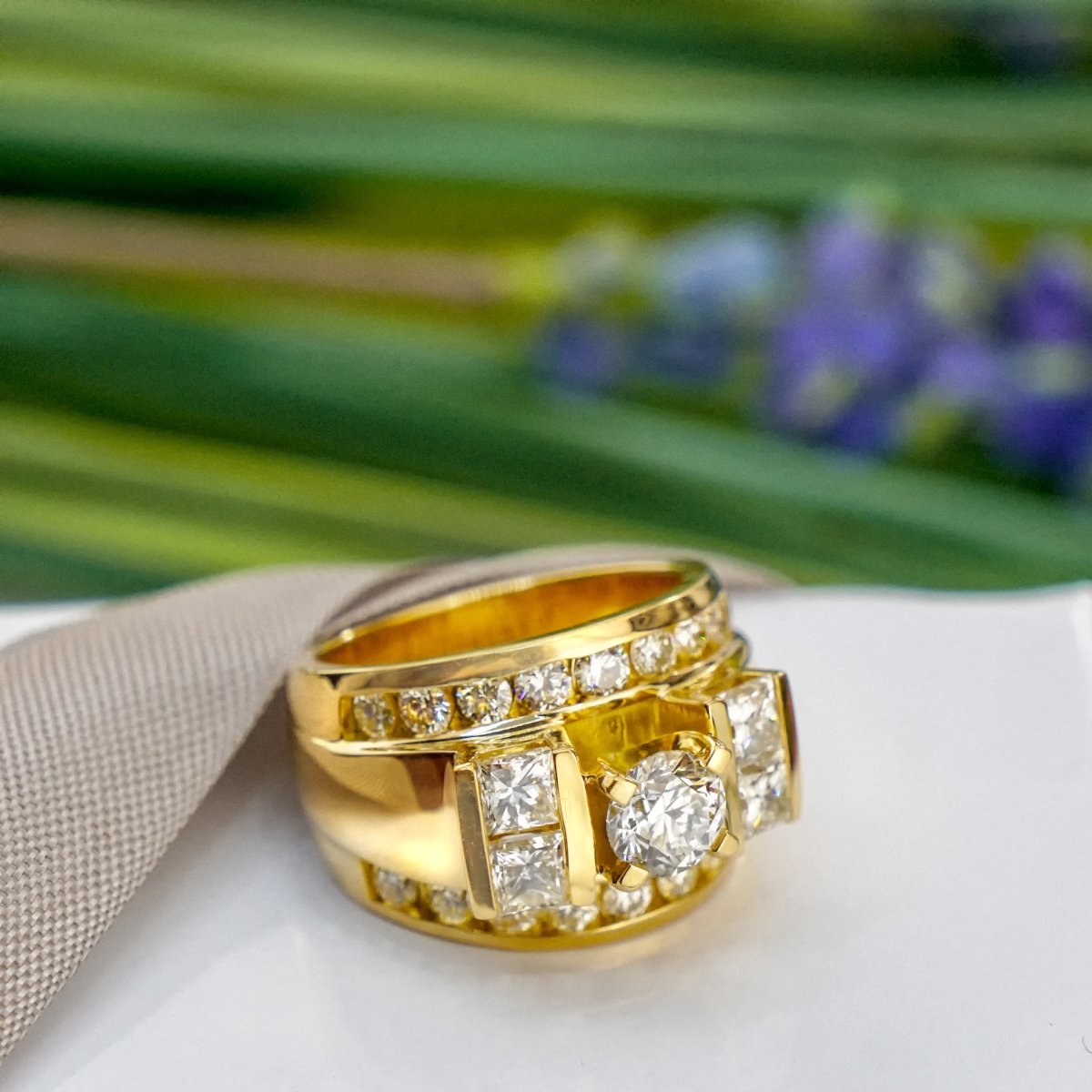 2.80-3.95 CT Princess & Round Cut Natural Diamonds - Engagement Ring