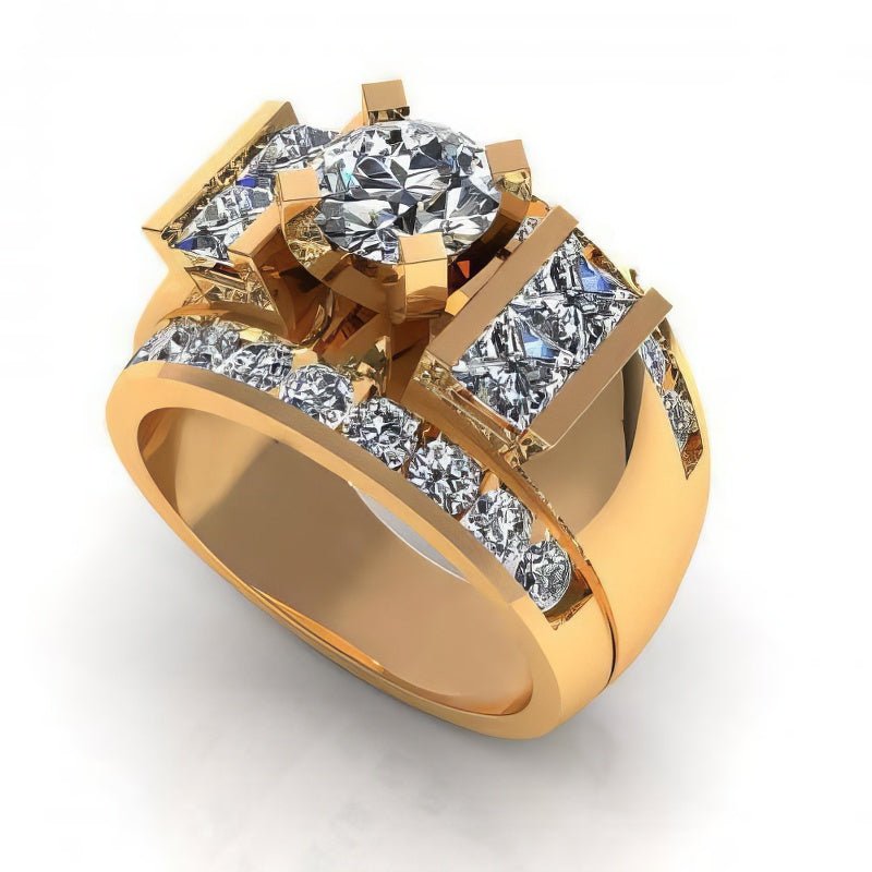 2.80-3.95 CT Princess & Round Cut Natural Diamonds - Engagement Ring