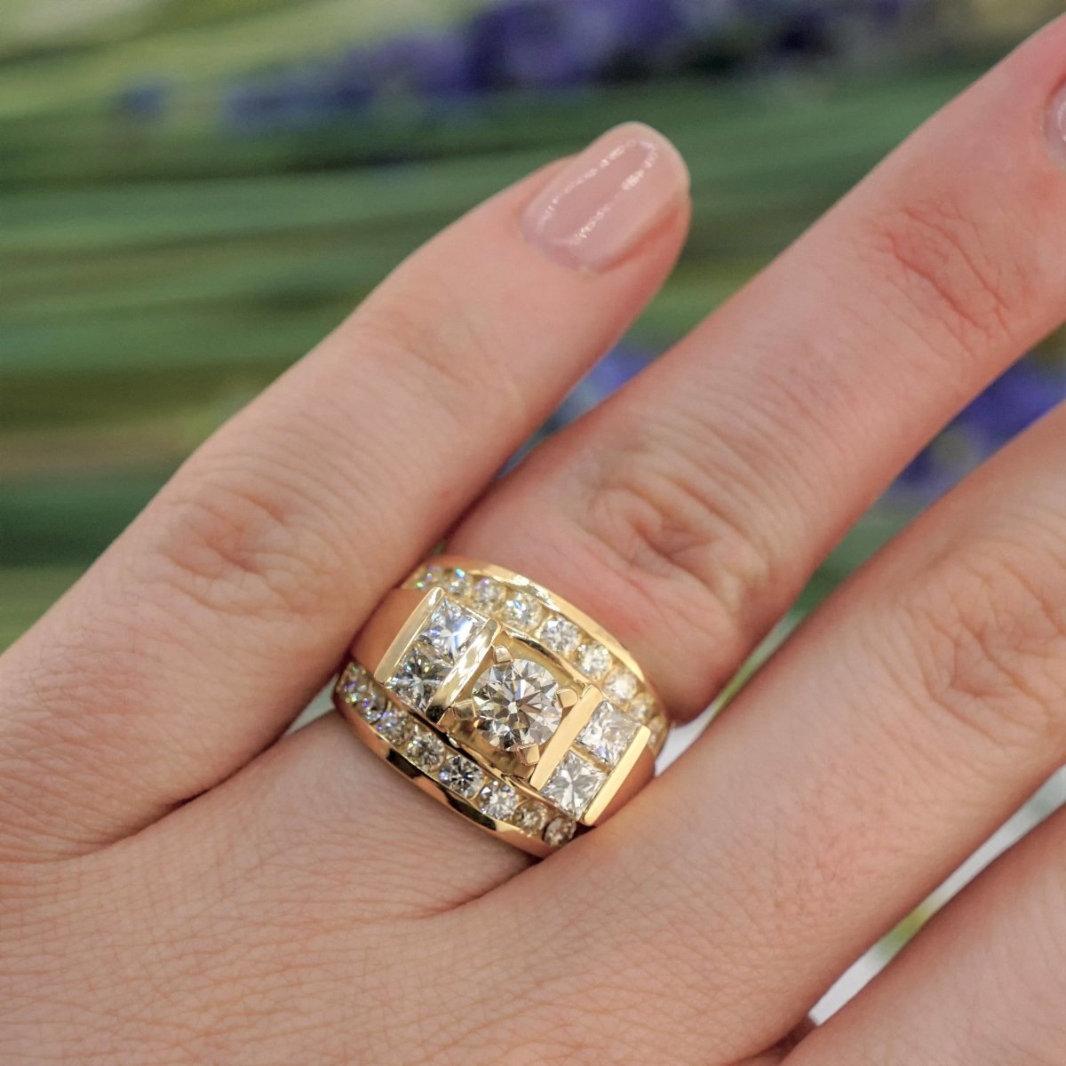 2.80-3.95 CT Princess & Round Cut Natural Diamonds - Engagement Ring