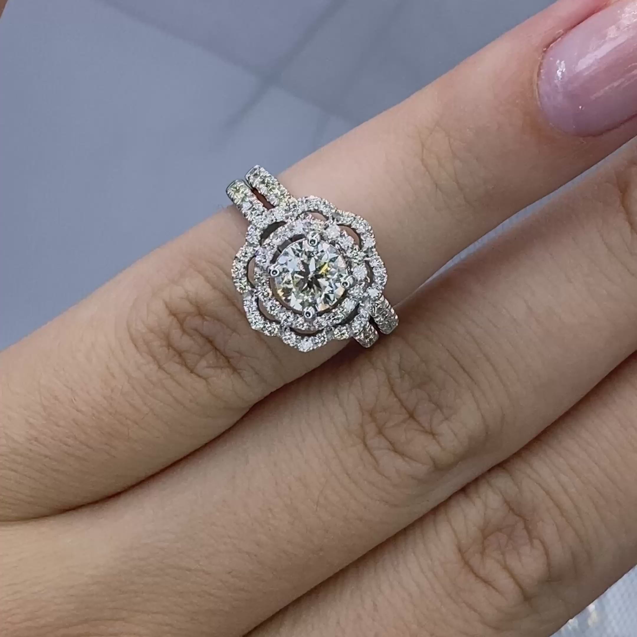 Mesmerizing 2.00CT Round Cut Diamond Bridal Set in 14KT White Gold