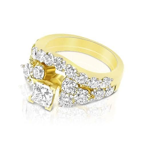 2.90-4.05 CT Round & Princess Cut Diamonds - Bridal Set - Primestyle.com